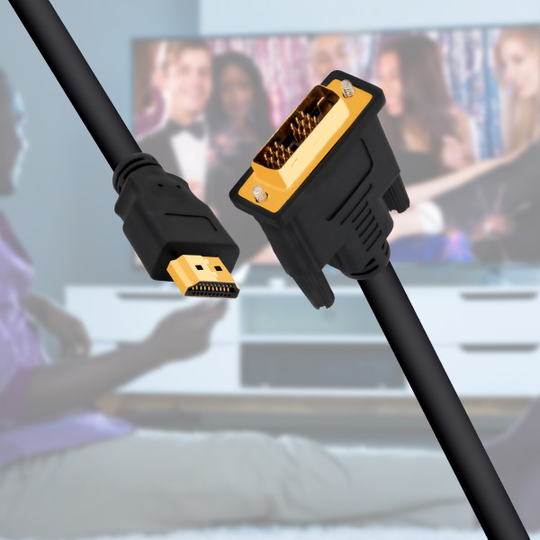 BIGtec 2m HDMI auf DVI Kabel Adapter FULL HD 1080p Beamer Monitor 2 Meter DVI-D