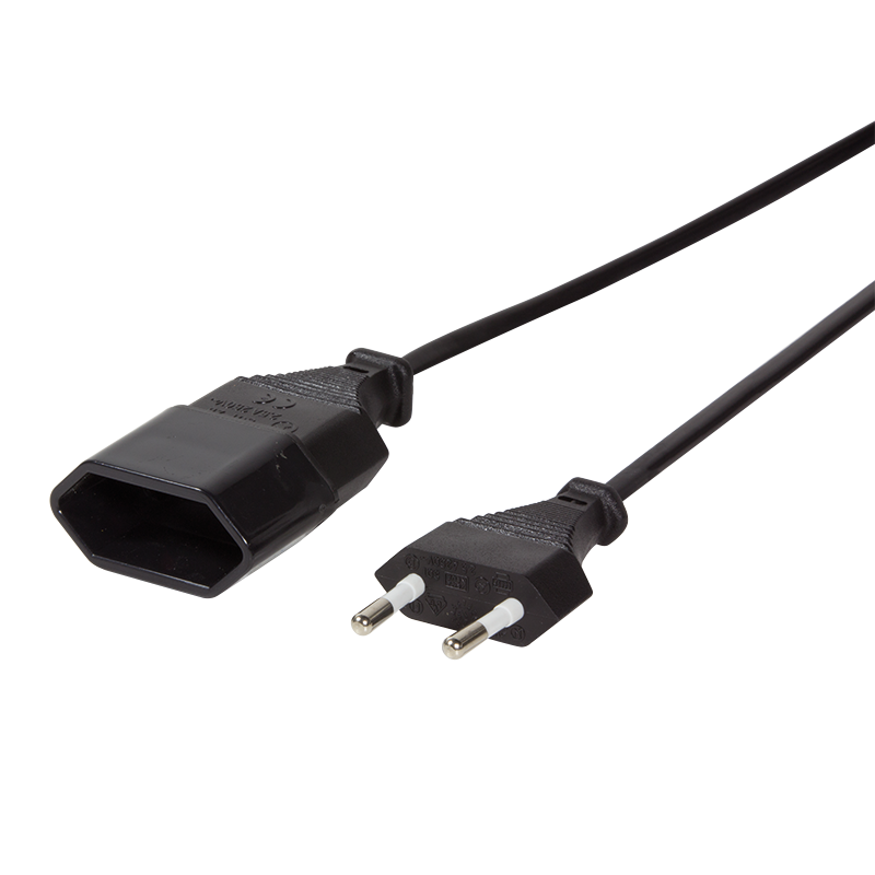 Eurostecker Verlängerungsleitung schwarz mit Handschalter 5 Meter 