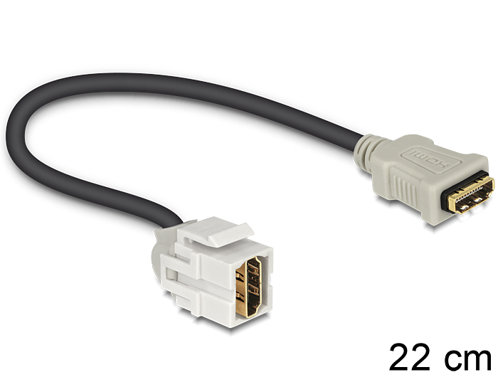 Keystone Modul HDMI Buchse Kabelpeitsche 80° gewinkelt schwarz SNAP-IN Verbinder 