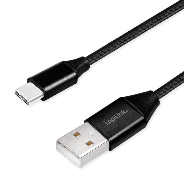 1m USB C Kabel Ladekabel Datenkabel Stoff USB A -> C Type-C schwarz Handy Laptop