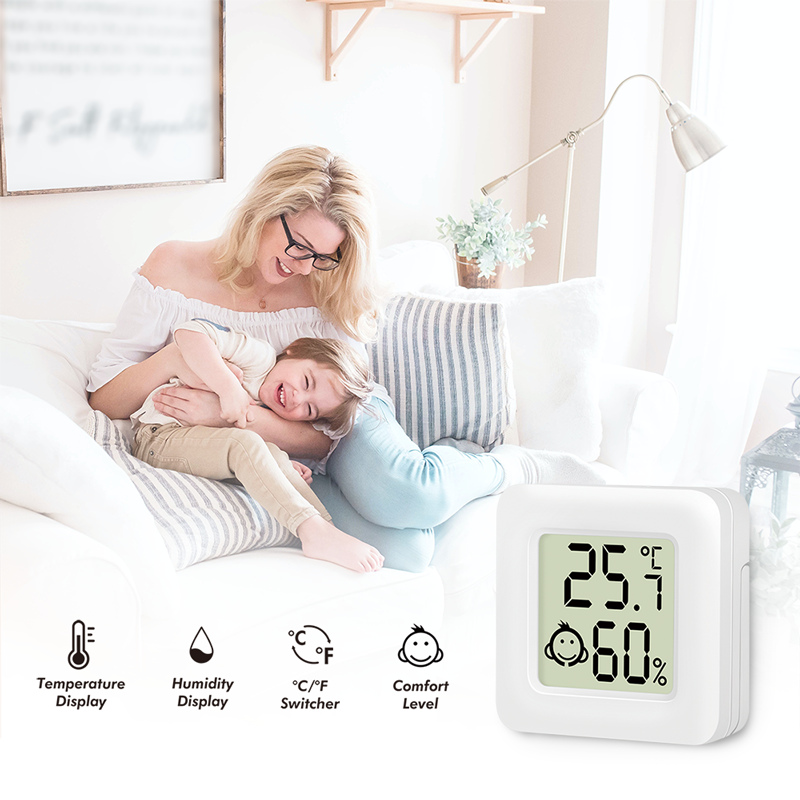 Thermo- Hygrometer mit Comfort Level Anzeige zeigt Temperatur