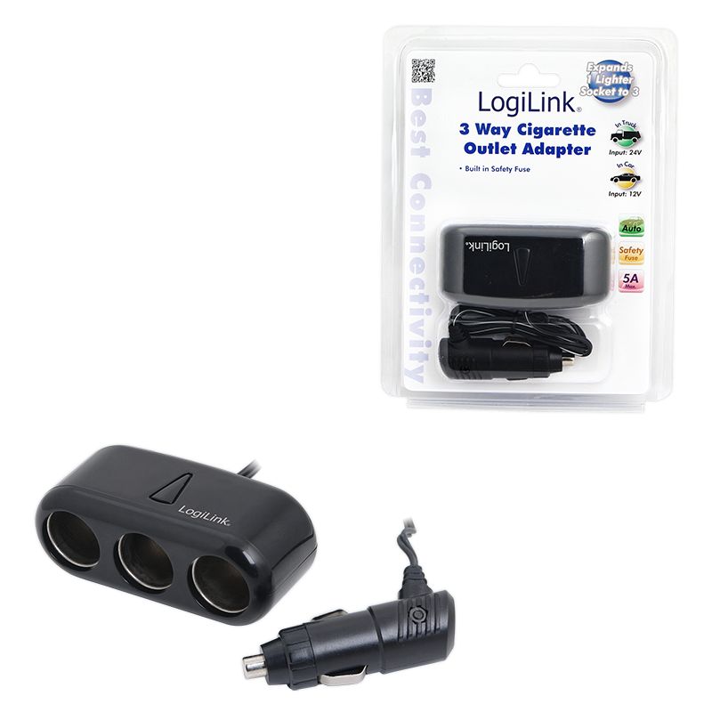 12V/24V Auto KFZ-Adapter LKW 3 Fach Zigarettenanzünder Verteiler 3 USB  Steckdose