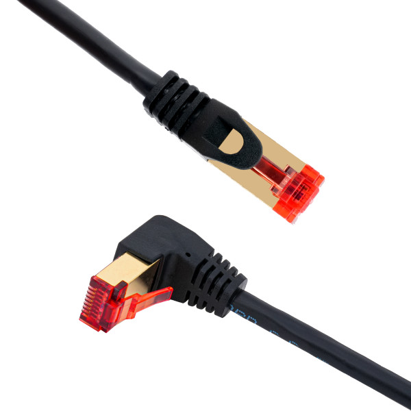 LAN Kabel 0,5m Winkel Netzwerkkabel Patchkabel gewinkelt 90Grad oben schwarz