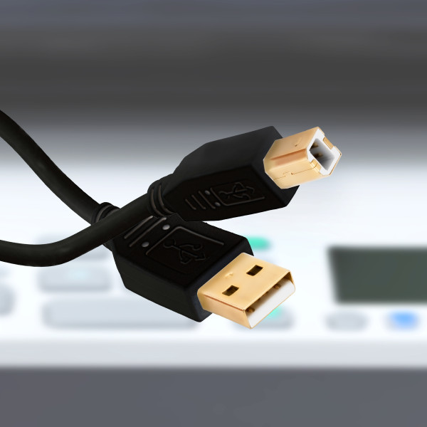 2m USB Druckerkabel Scanner Kabel Anschluss Drucker A/B weiß vergoldet HighSpeed