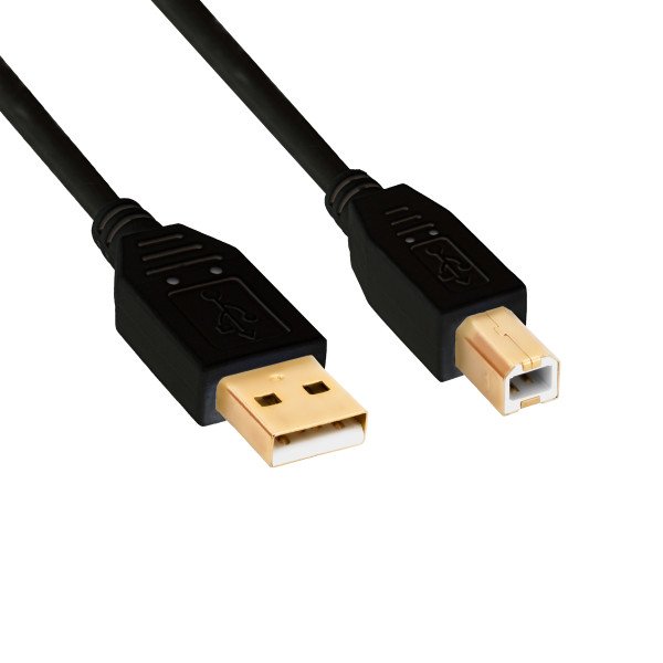 2m USB Druckerkabel Scanner Kabel Anschluss Drucker A/B weiß vergoldet HighSpeed