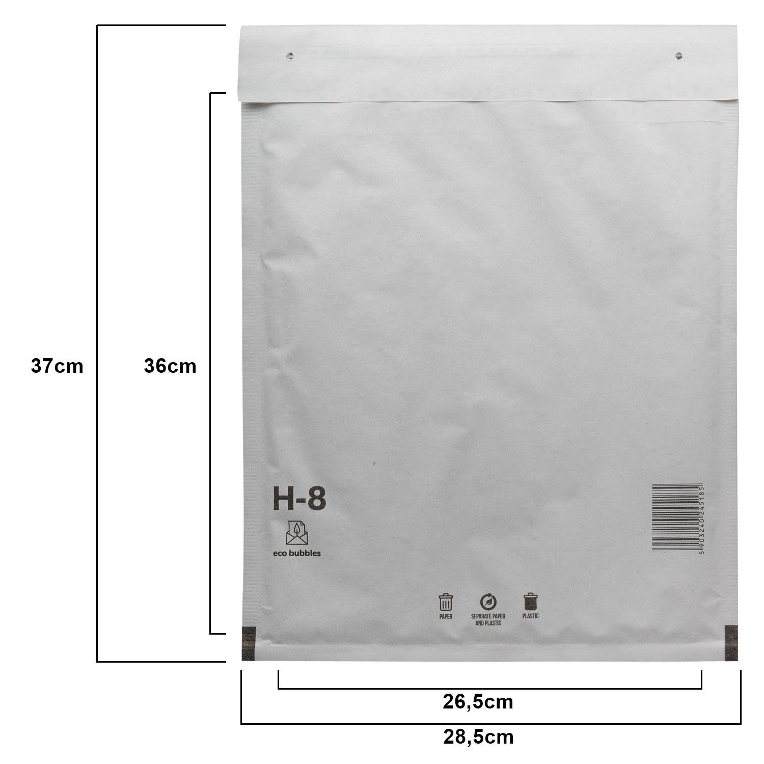 500 Luftpolstertaschen H18 premium 290x370mm H/8 Versandtaschen Gr.8 FSC® Weiß 