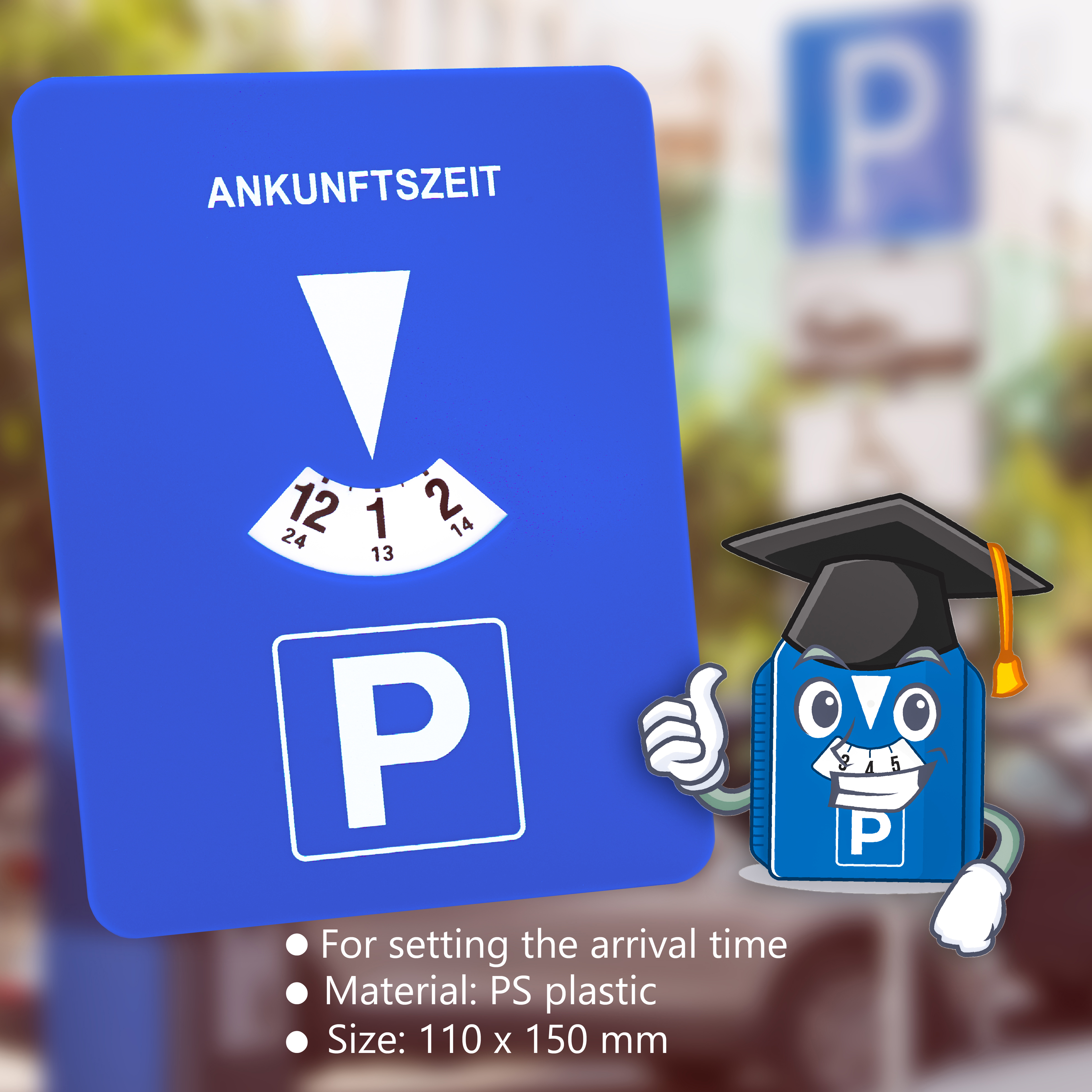 Mitlaufende Parkscheibe Parkuhr mit Uhrwerk Auto parken Parkplatz Autouhr  PKW